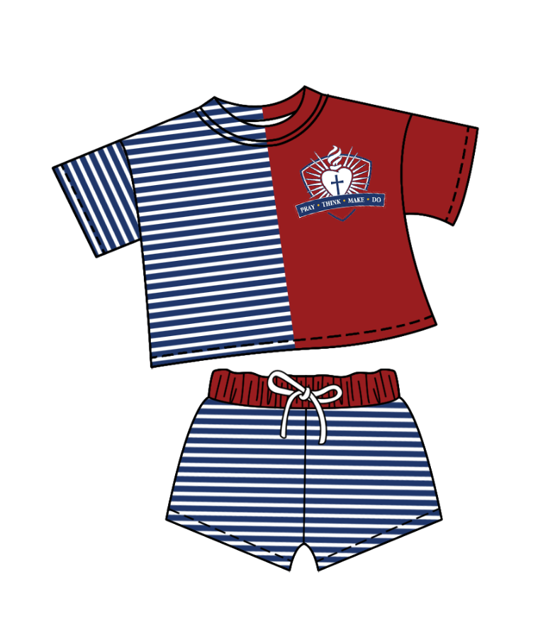 Custom moq 5 mix size milk silk baby girl clothes team brick red short sleeve shorts sets and pants sets and romper and top and shorts