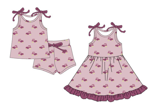 4.14 custom each style moq 5eta 4-6week Sibling Sister baby girl short sleeve shorts sets and dresses match design