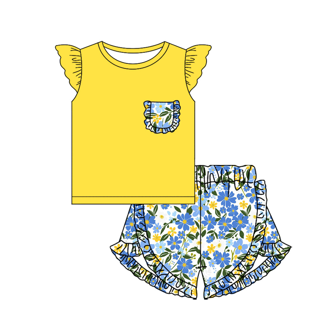 25.10.31 custom each style moq 5 eta 6-8week Sibling Sisters floral baby girl clothes short sleeve shorts sets 6 match family design
