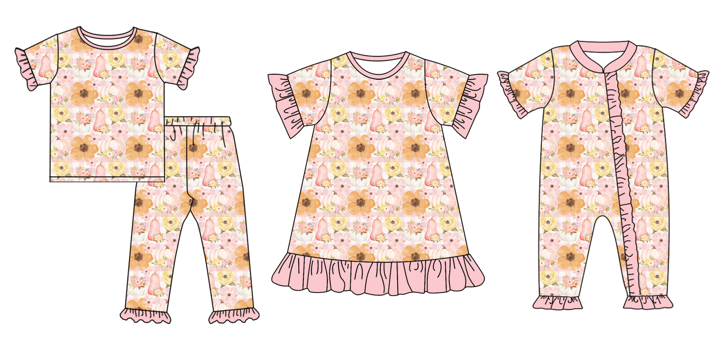 25.5.24 custom each style moq 5eta 4-6week Sibling Sisters floral baby girl short sleeve pants sets and dress and rompers match family design
