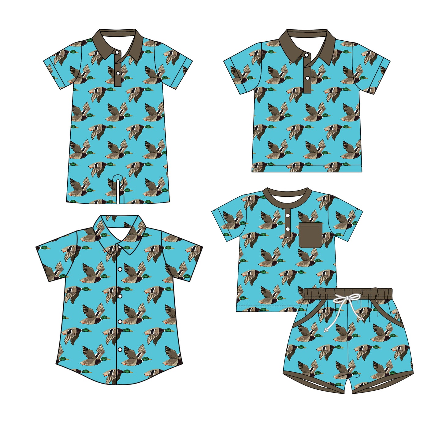 25.10.29 custom each style moq 5 eta 6-8 week Sibling Sister ducks baby boy short sleeve shorts sets and boy rompers and top 2 match family design