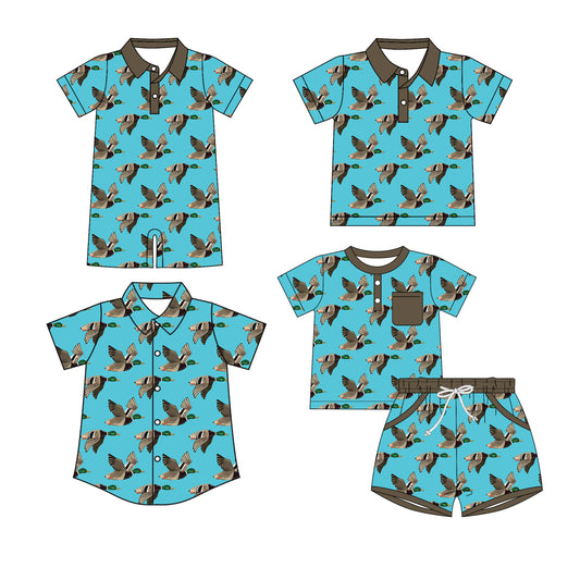 25.10.29 custom each style moq 5 eta 6-8 week Sibling Sister ducks baby boy short sleeve shorts sets and boy rompers and top 2 match family design