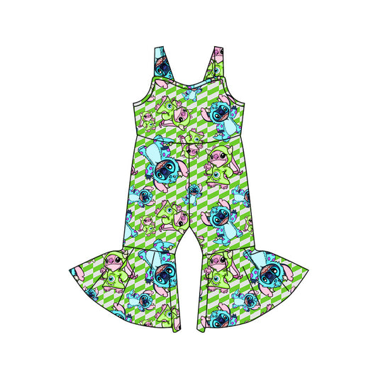 8.15 custom each style moq 5eta 4-6week baby girls clothes stitch green suspender jumpsuit