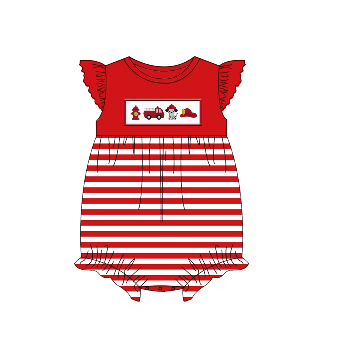 5.21custom each style moq 5eta 4-5week Sibling Sister Fire series print red girls and boys outfits and baby romper match family design