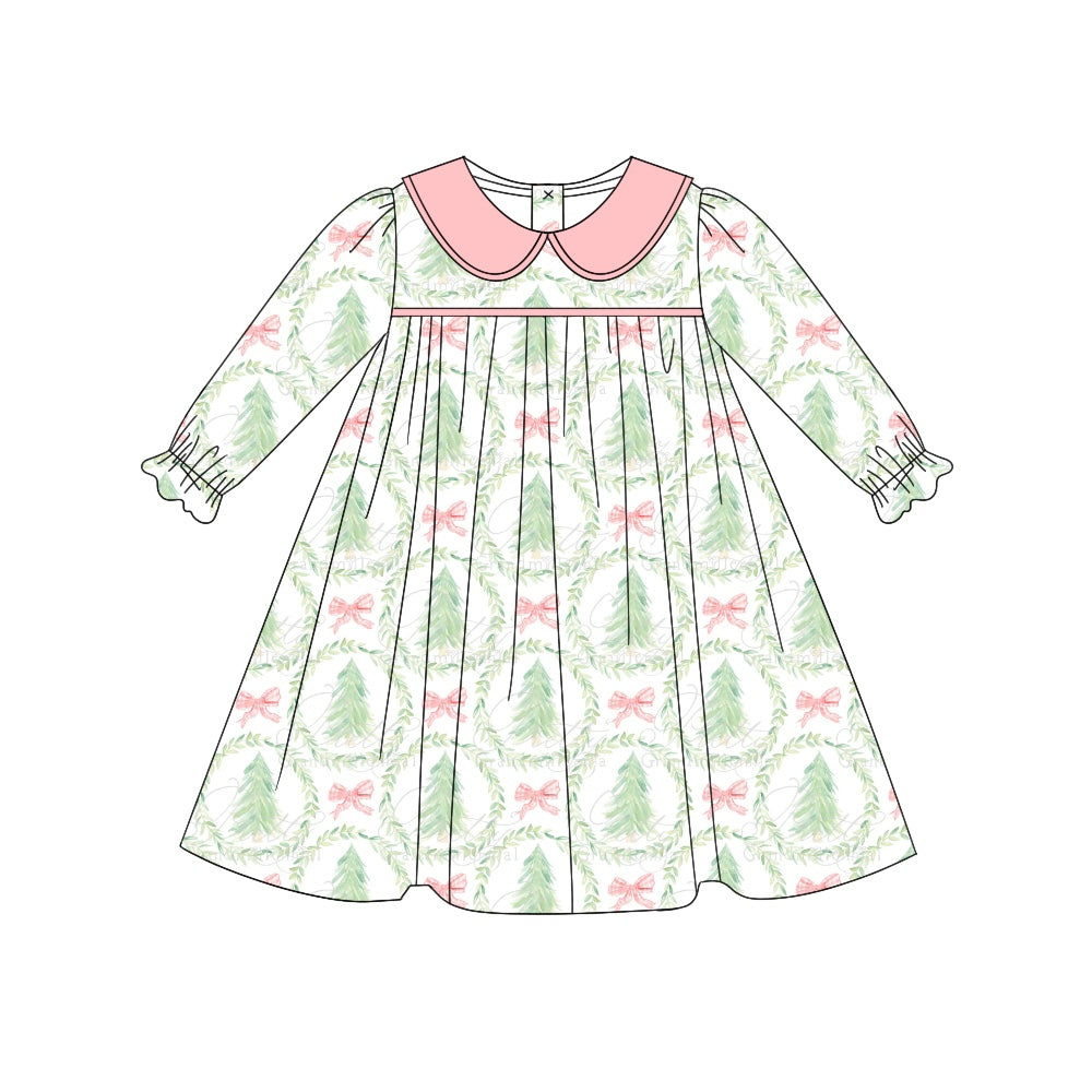 6.20 custom each style moq 5eta 4-6week Sibling Sister Christmas trees baby girls sets and dress and briefs sets match family design