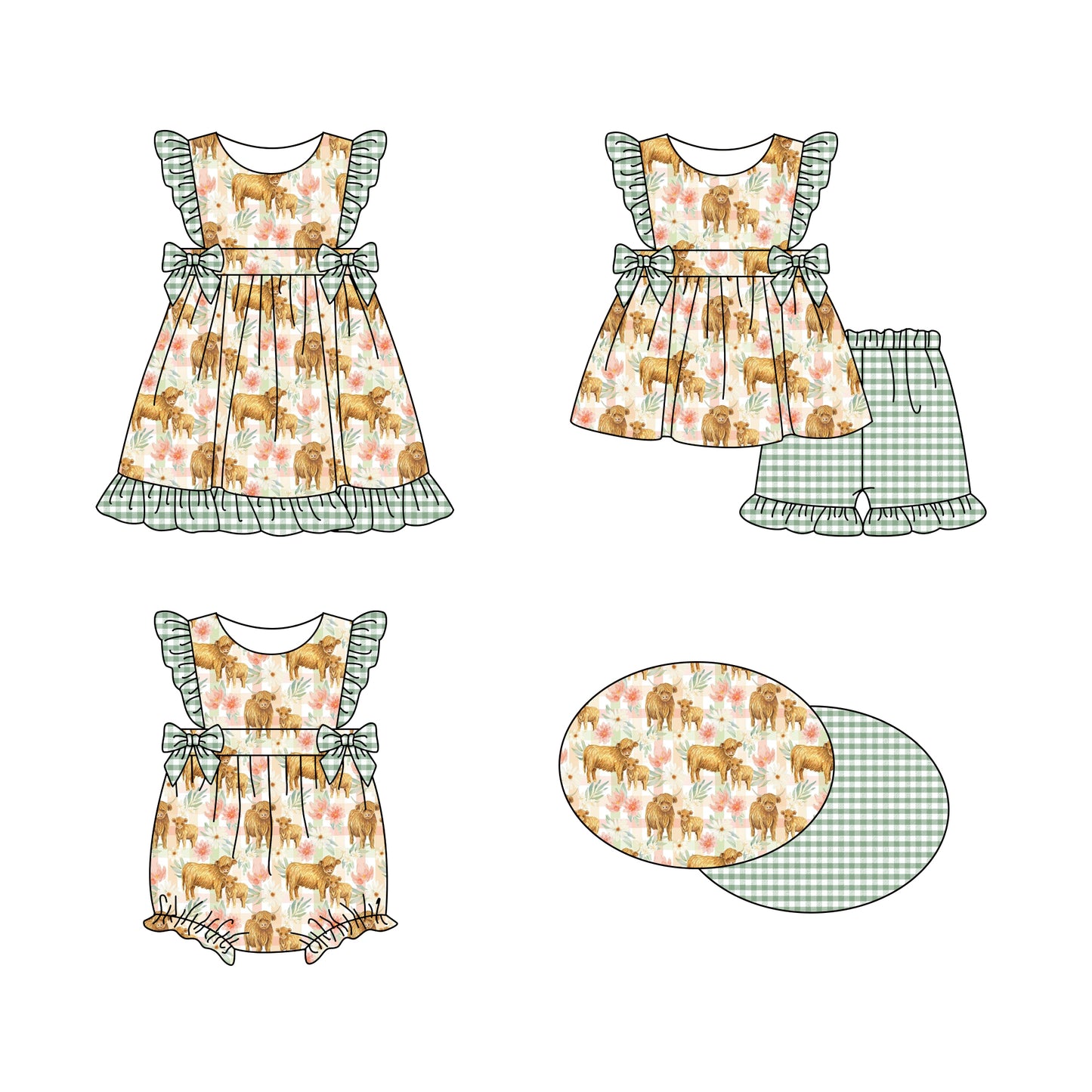 11.18 custom each style moq 5eta 4-6week Sibling Sister alpine floral baby girl short sleeve shorts sets and dress and rompers match family design
