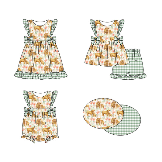11.18 custom each style moq 5eta 4-6week Sibling Sister alpine floral baby girl short sleeve shorts sets and dress and rompers match family design