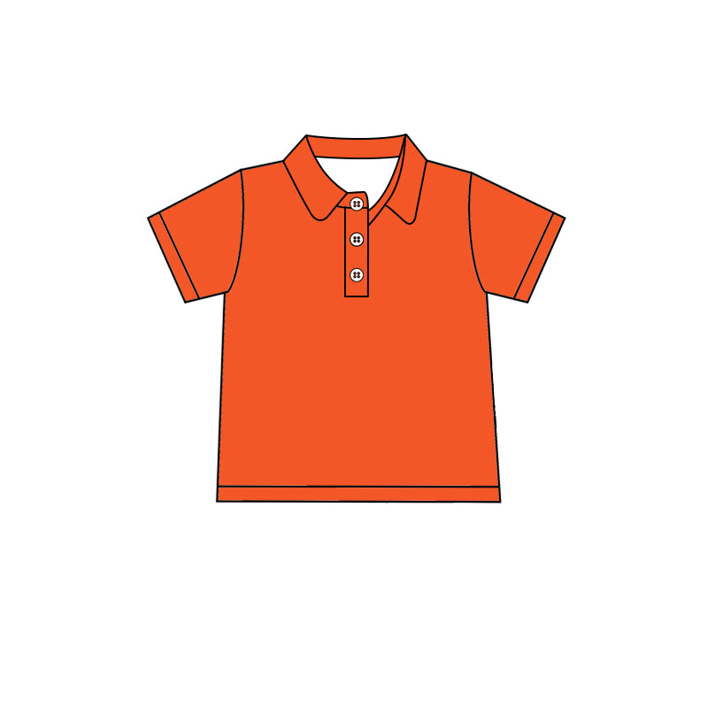 Custom moq 5 boys Blank Cotton short-sleeved polo shirt Bright Orange Short-Sleeve Polo Shirt