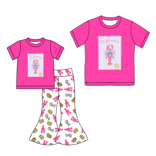 25.10.16 custom each style moq 5eta 4-6week Sibling Sister lobster baby short sleeve pants sets and adult top match design