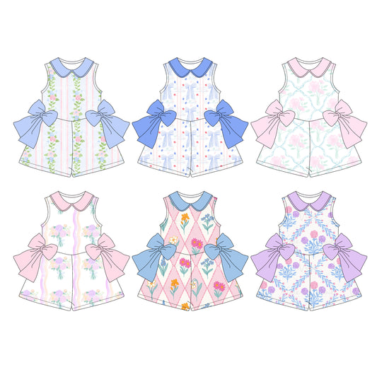 4.1 custom each style moq 5eta 4-6week Sibling Sisters baby girl short sleeve jumpsuit 1 and jumpsuit 6 match family design