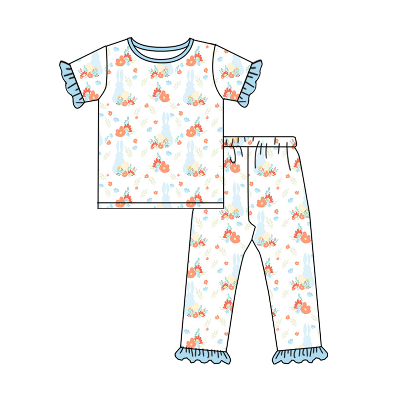 10.15 custom each style moq 5eta 4-6week Sibling Sister flower rabbit baby boys short sleeve sets and rompers match design