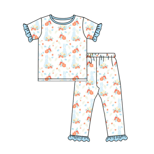 10.15 custom each style moq 5eta 4-6week Sibling Sister flower rabbit baby boys short sleeve sets and rompers match design
