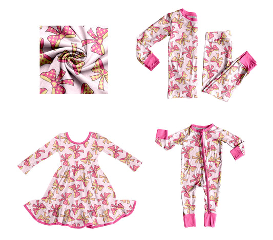 25.9.11 custom each style moq 5eta 4-6week Sibling Sisters bow baby girl long sleeve pants sets and dress and rompers match family design