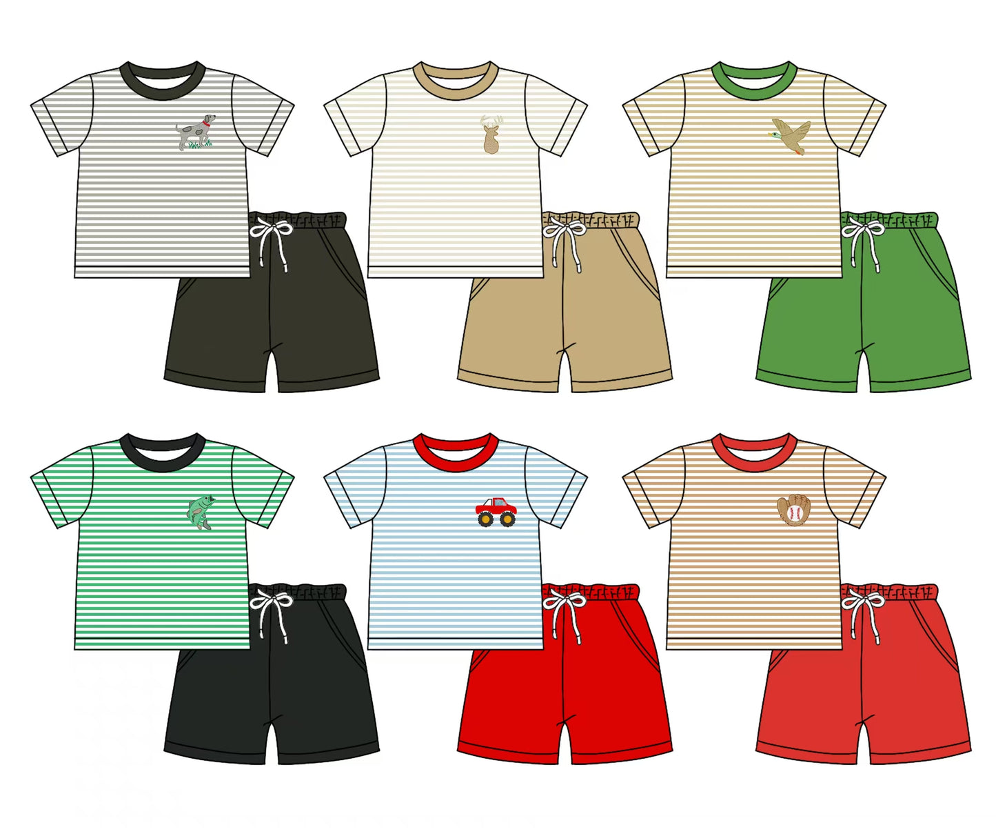 12.5 custom each style moq 5eta 4-6week Sibling Sister striepd baby boy short sleeve shorts fish sets 1 and easter sets 2 and set 3 match design