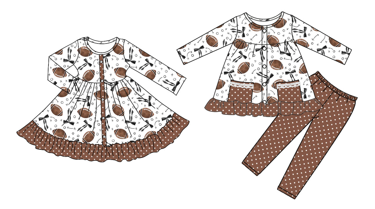 25.8.16 custom each style moq 5eta 4-6week Sibling Sisters rugby bow baby girl long sleeve pants sets and dress match family design