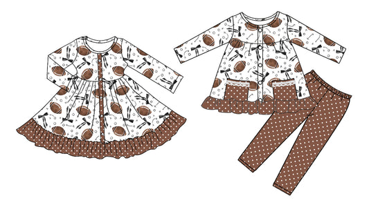 25.8.16 custom each style moq 5eta 4-6week Sibling Sisters rugby bow baby girl long sleeve pants sets and dress match family design