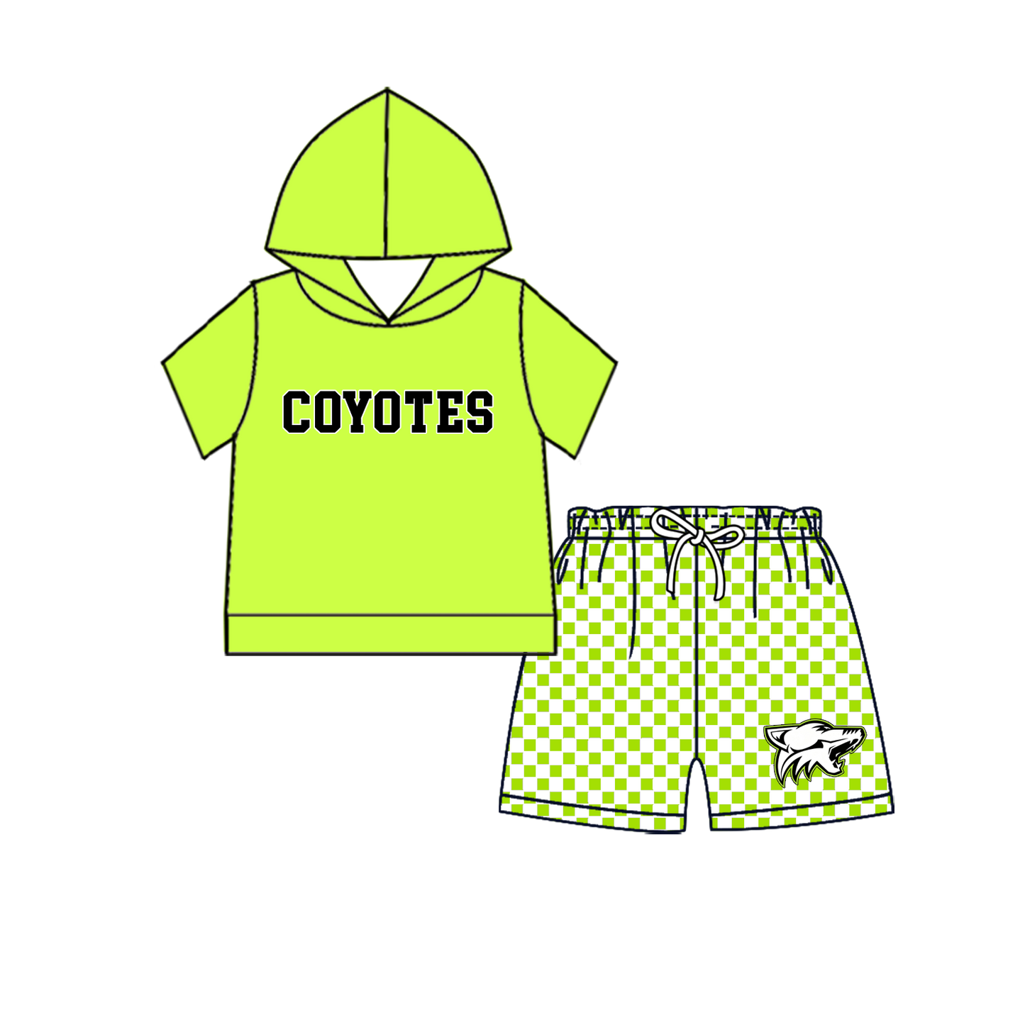 custom moq 5 mix size MSD070806 Baby Kids Summer Short Sleeve Hooded Top Elastic Waist Shorts Clothes Set