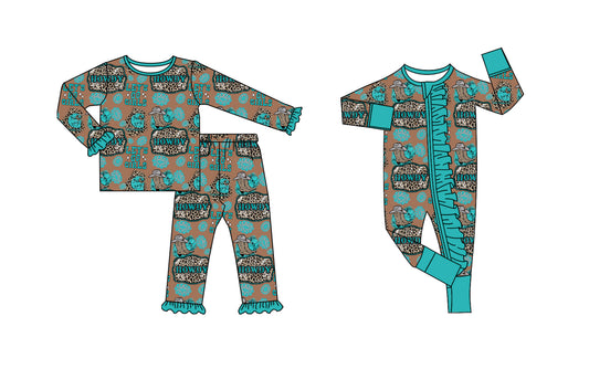 25.8.26 custom each style moq 5eta 4-6week Sibling Sisters HOWDY baby girl clothes long sleeve pants sets and romper match family design