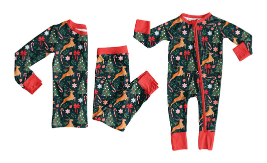 25.6.19 custom each style moq 5eta 4-6week Sibling Sisters Christmas trees baby girl long sleeve pants sets and rompers match family design