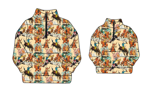 25.8.21 custom each style moq 5eta 4-6week Sibling Sister riding horse baby boy long sleeve top and adult top match design
