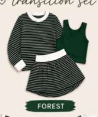 custom moq 5 mix size AY0101 Baby Girls Stripe Three Piece Outfit Long Sleeve Crew Neck Top Solid Tank Top And Stripe Skirt Casual Set