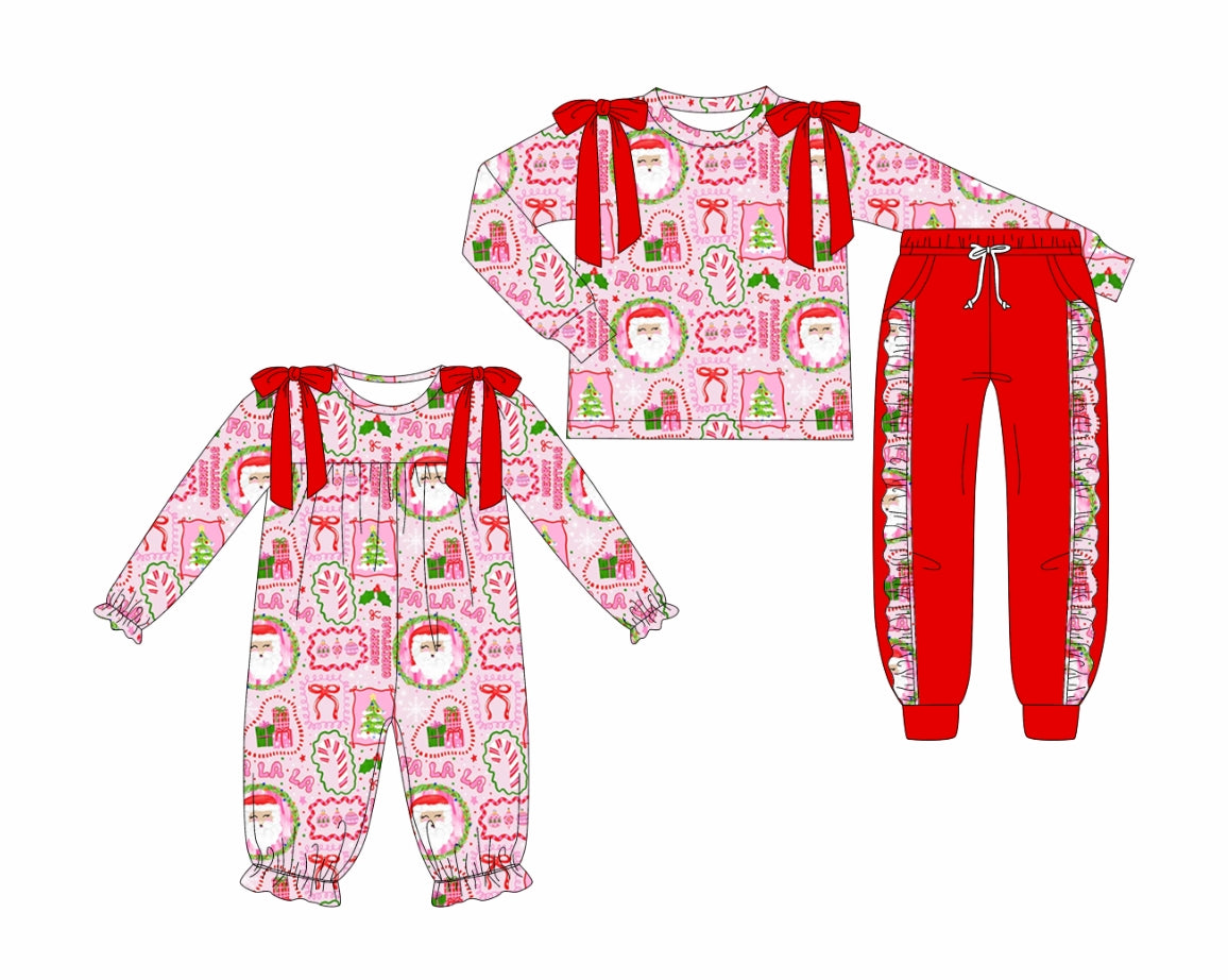 25.7.2 custom each style moq 5eta 4-6week Sibling Sisters Christmas baby girl long sleeve pants sets and rompers match family design