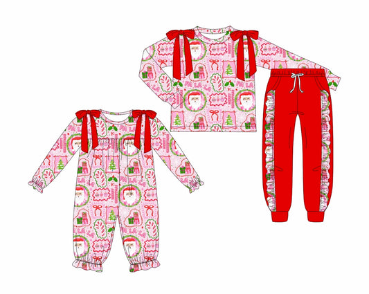 25.7.2 custom each style moq 5eta 4-6week Sibling Sisters Christmas baby girl long sleeve pants sets and rompers match family design