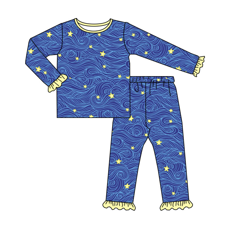 6.27 custom each style moq 5eta 4-6 week Sibling Sister stars blue baby girls outfits and romper match family design