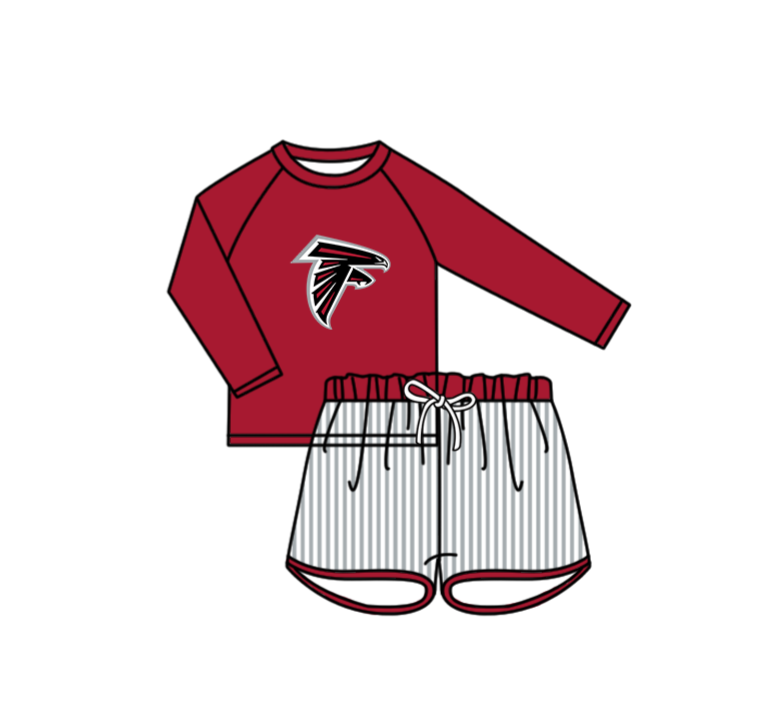 Custom moq 5 mix size milk silk summer teams Red  baby girl boys clothes Two-Piece Swimsuit Set One Piece Swimsuits boy swim trunks