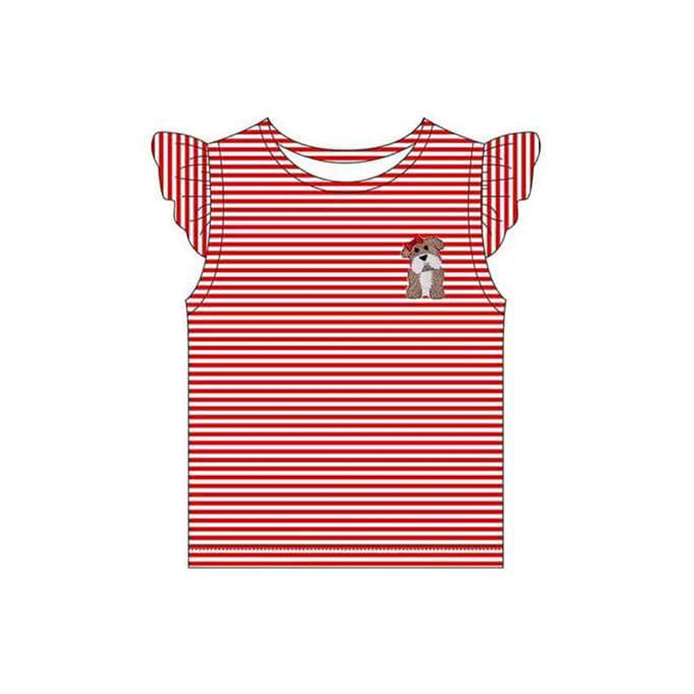 5.11custom each style moq 5eta 4-5week Sibling Sister four dogs prints red girls outfits and baby romper match family design