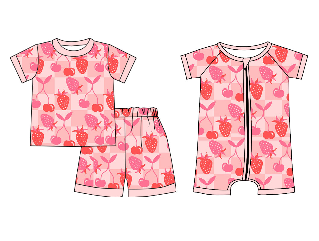 11.20 custom each style moq 5eta 4-6week Sibling Sister strawberry baby girl short sleeve shorts sets and rompers match design
