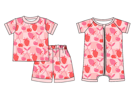 11.20 custom each style moq 5eta 4-6week Sibling Sister strawberry baby girl short sleeve shorts sets and rompers match design