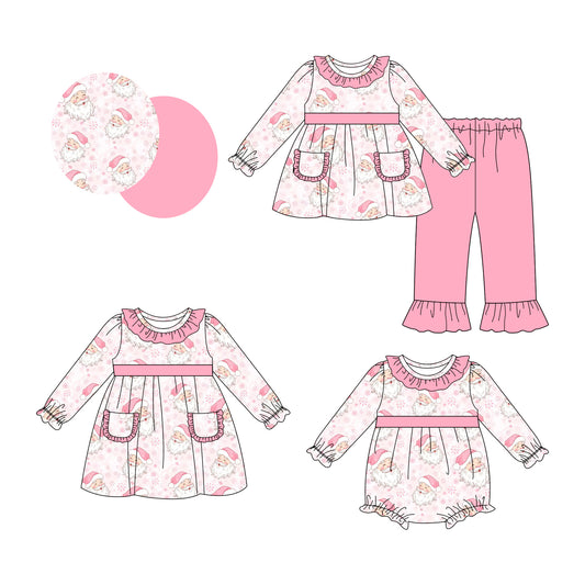25.8.2 custom each style moq 5eta 4-6week Sibling Sisters Christmas baby girl long sleeve pants sets and dress and rompers match family design