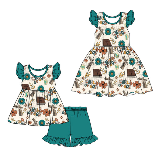 12.19 custom each style moq 5eta 4-6week Sibling Sister book baby girl short sleeve shorts sets and dresses match design
