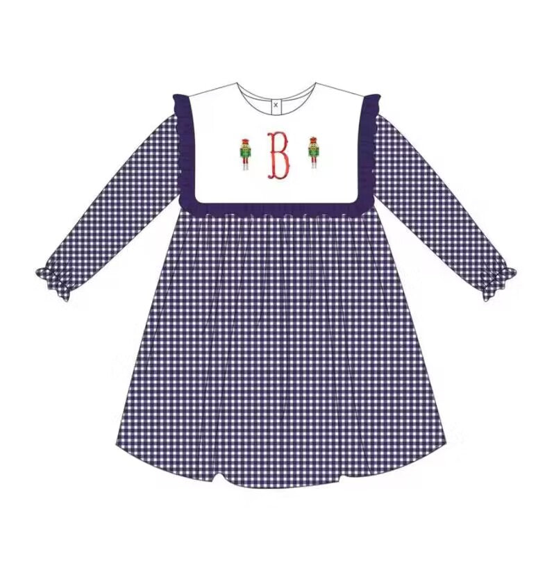 5.17custom each style moq 5eta 4-5week Sibling Sister nutcracker knight print purple girls and boys outfits and baby romper match family design