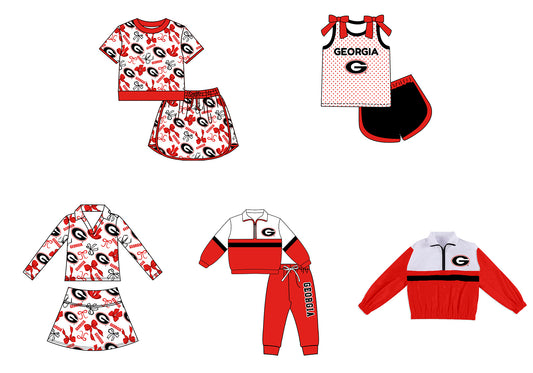 Custom moq 5 mix size summer teams Girls Orange-Red Polka Dot Top Shorts Set Top Skirt Short Set Zipper Pullover Pants Set