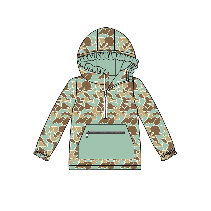 6.6 custom each style moq 5 eta 4-6week Sibling Sister baby boys and girls clothes camouflage hooded long sleeve top