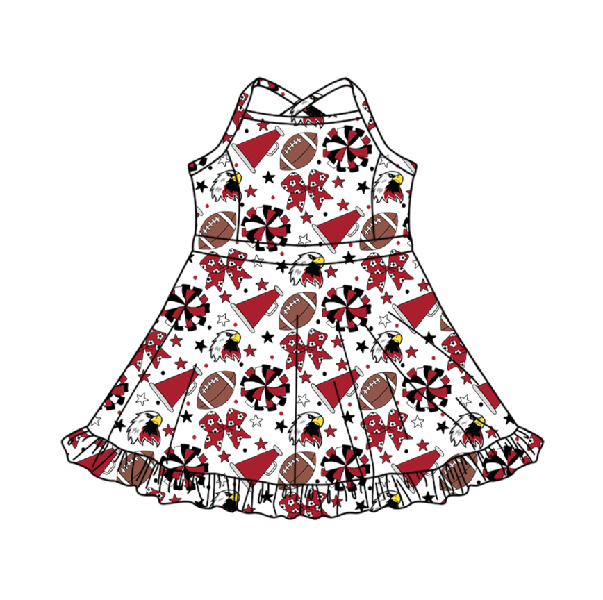 Custom moq 5 mix size milk silk summer teams Baby Girls Strap Stars Bows Yoga Ruffle Knee Length Dresses Activity Wear Cute Kids Clothing