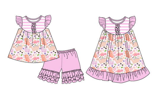 3.11 custom each style moq 5eta 4-6week Sibling Sister baby girl short sleeve shorts sets and dresses match design