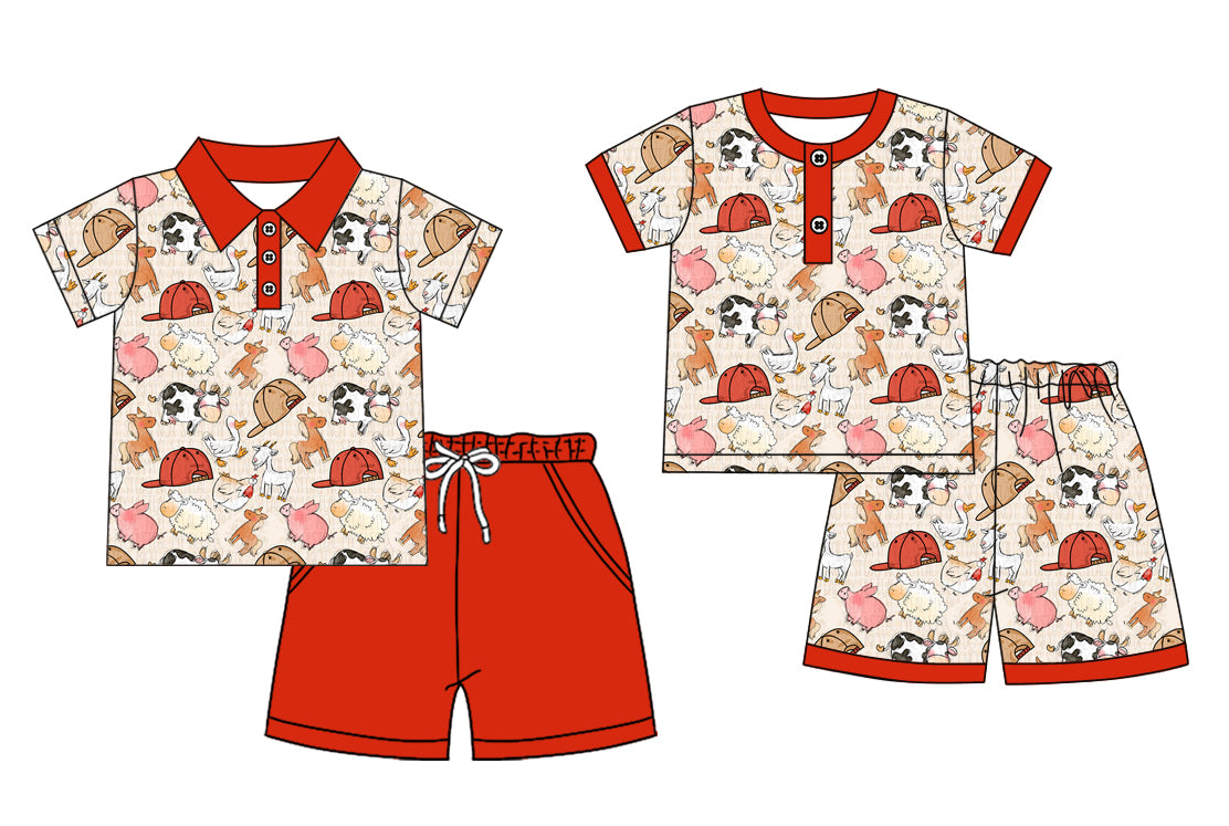 25.12.1 custom each style moq 5 eta 6-8week Sibling Sisters hat animal baby boy clothes short sleeve shorts sets 2 match family design