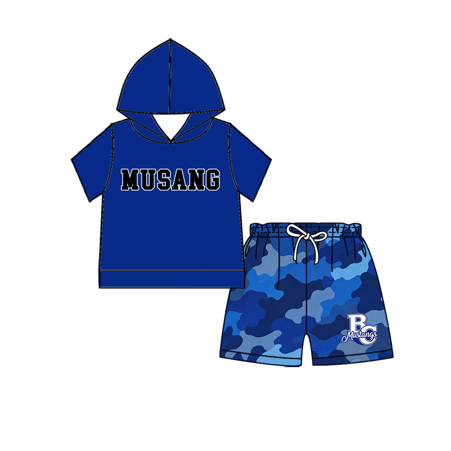 custom moq 5 mix size MSD070606 Baby Kids Short Sleeve Hooded Top And Elastic Waist Shorts Clothes Set