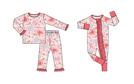 25.8.8 custom each style moq 5eta 4-6week Sibling Sister Christmas pink baby girl long sleeve pants sets and rompers match family design