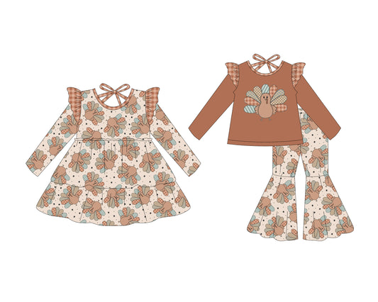 25.7.17 custom each style moq 5eta 4-6week Sibling Sisters turkey baby girl long sleeve pants sets and dress match family design