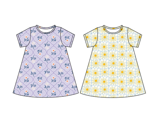4.11 custom each style moq 5eta 4-6week Sibling Sister baby girls clothes Short sleeve dress 1 and dress 2 match family design