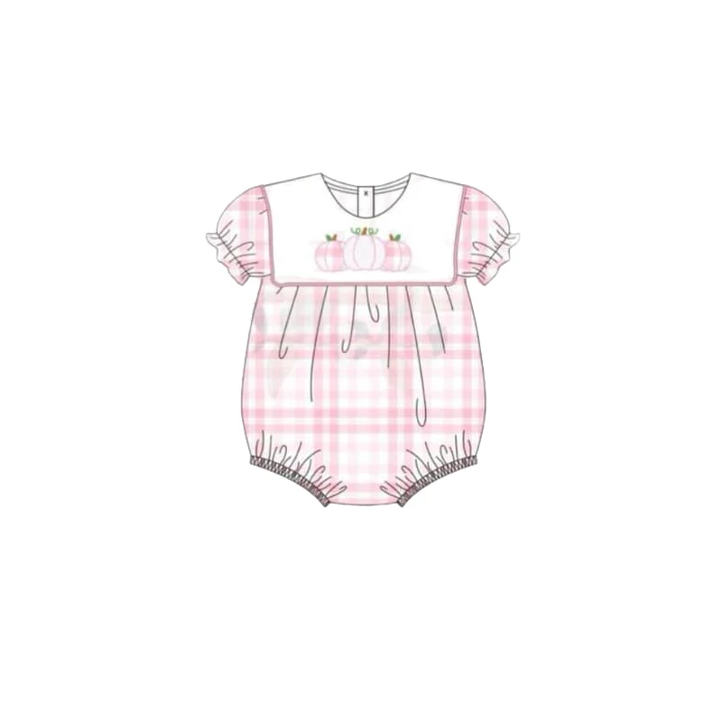 Deadline: May 28 custom eta 5week no moq  summer pumpkin plaid rompers