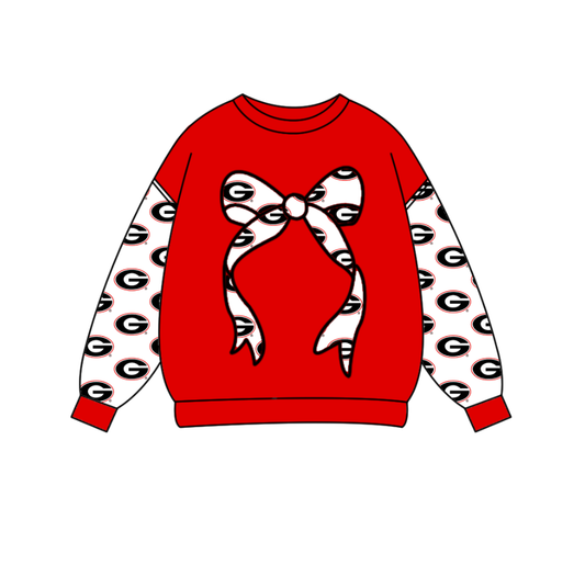 Custom moq 5 mix size milk silk summer team baby boys clothes red bow long sleeve top-25.10.15