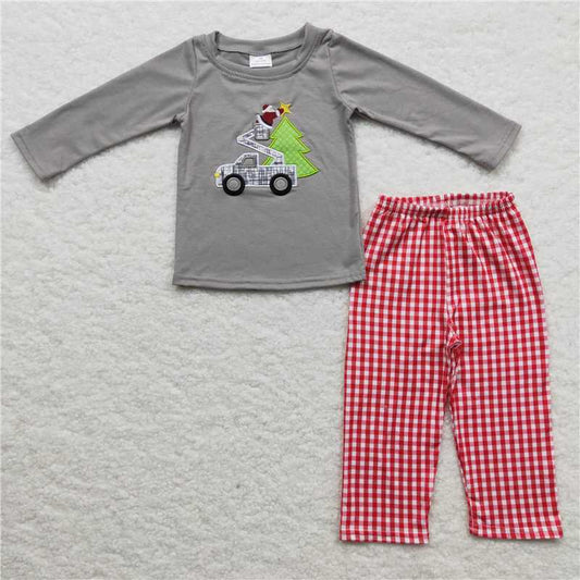 RTS NO MOQ（In Stock ) BLP0135 Embroidered Christma long sleeve pants set