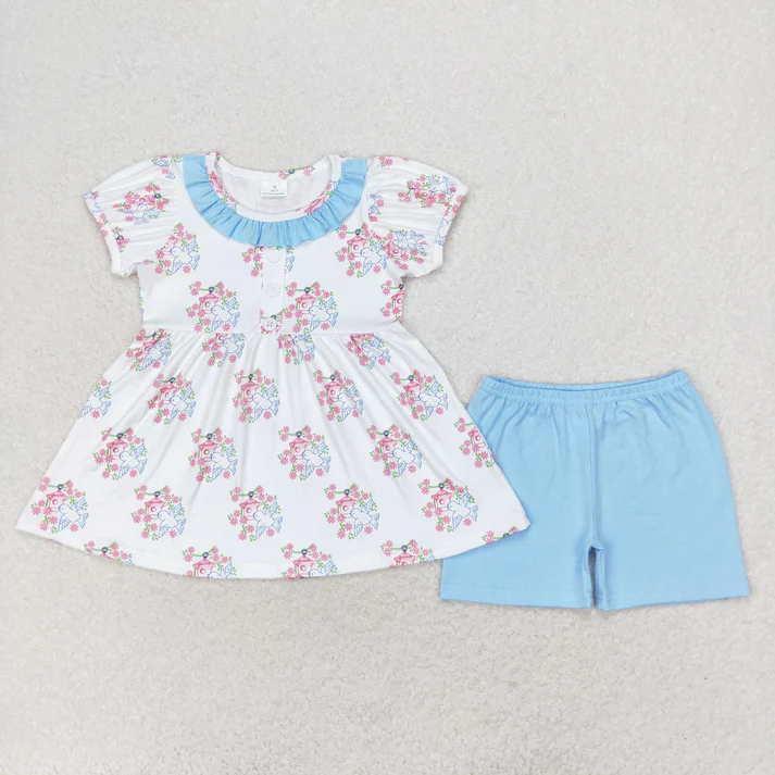 RTS NO MOQ baby girls Clothes short sleeve shorts Sets