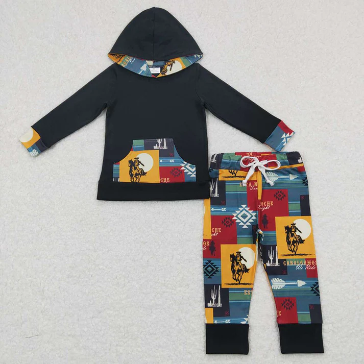 RTS Sibling baby boy and girls clothes hooded long Sleeve pants sets