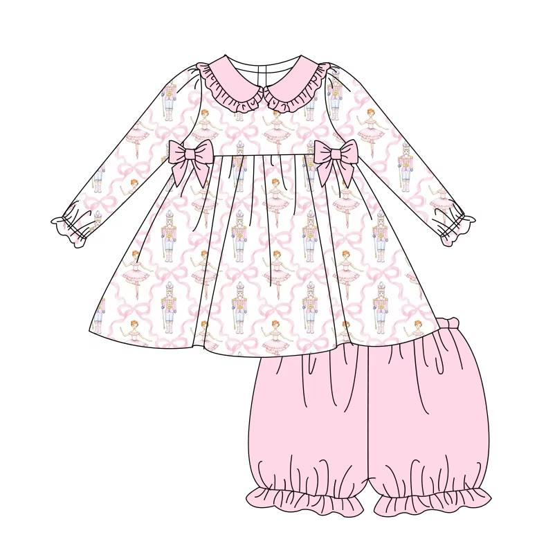 Custom moq 5 each style eta 6-7weeks baby girl clothes Christmas bow long sleeve shorts sets and romper-25.7.29